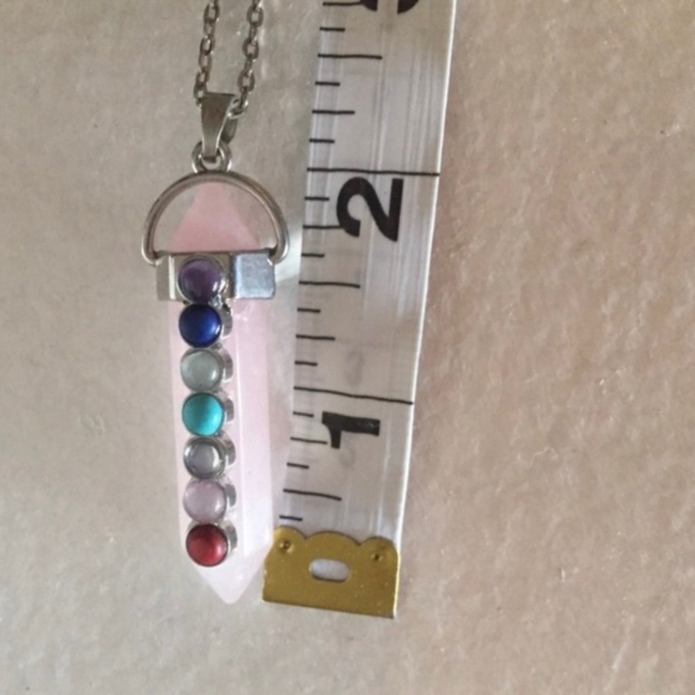 Rainbow Rose quartz chakra yogi yoga namaste necklace